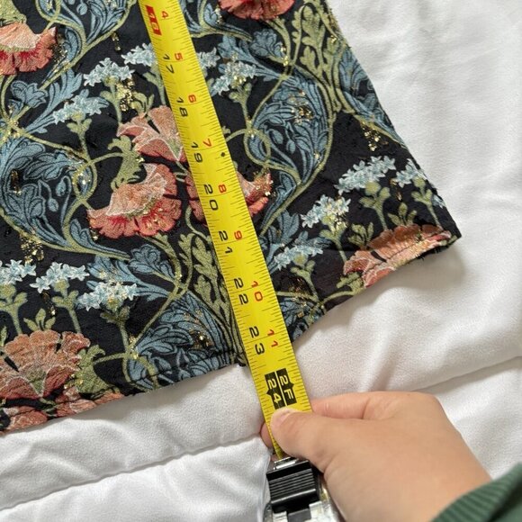 Anthropologie Meadow Rue Blue Gold Floral Blouse High Neck Top Womens Size‎ 0 - Picture 4 of 6